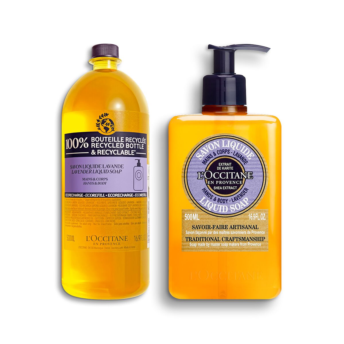 Duo Shea Flüssigseife Lavendel 500ml & Nachfüllpackung - L'Occitane en Provence