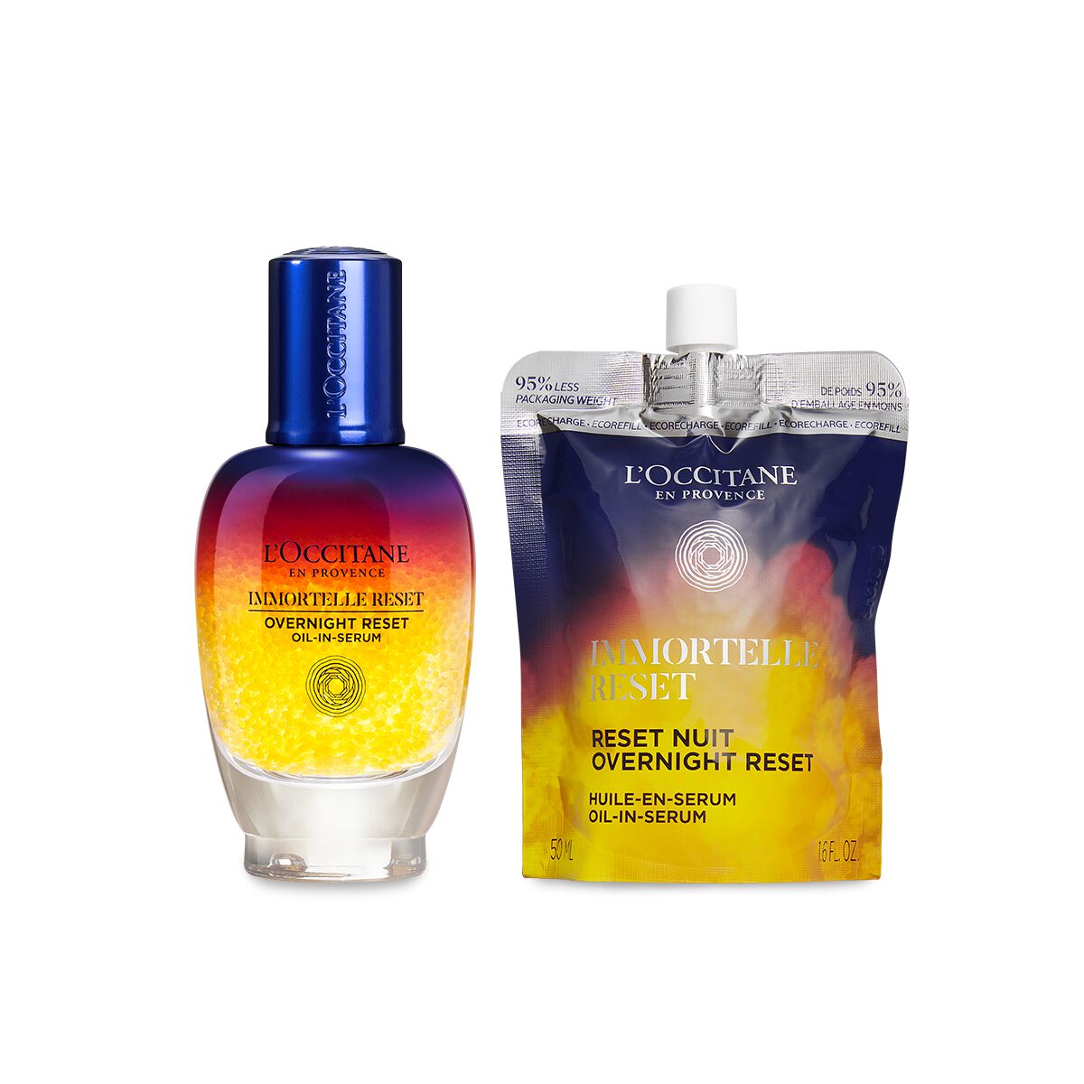 Thumbnail - Duo Immortelle Overnight Reset Öl-in-Serum 50ml und Nachfüllpackung - 100 - L'Occitane en Provence